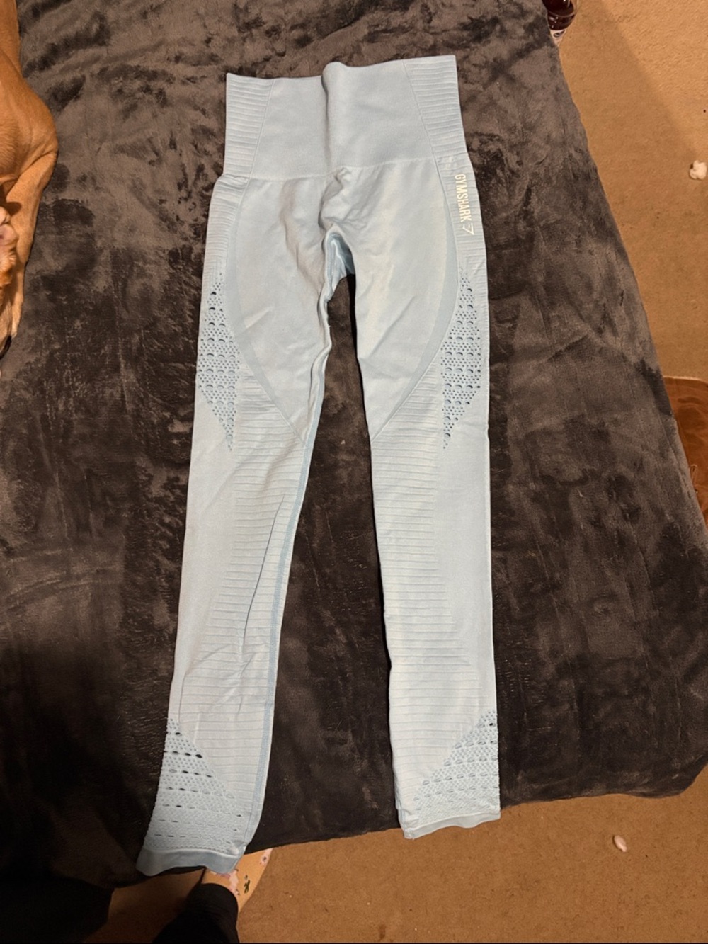 Gymshark Light Blue High-Waist Seamless Jeggings with Laser Cut Detail